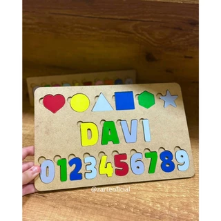 Jogo Quebra Cabeça Educativo Infantil Números Formas Nome Crianças Montessori Madeira Brinquedo