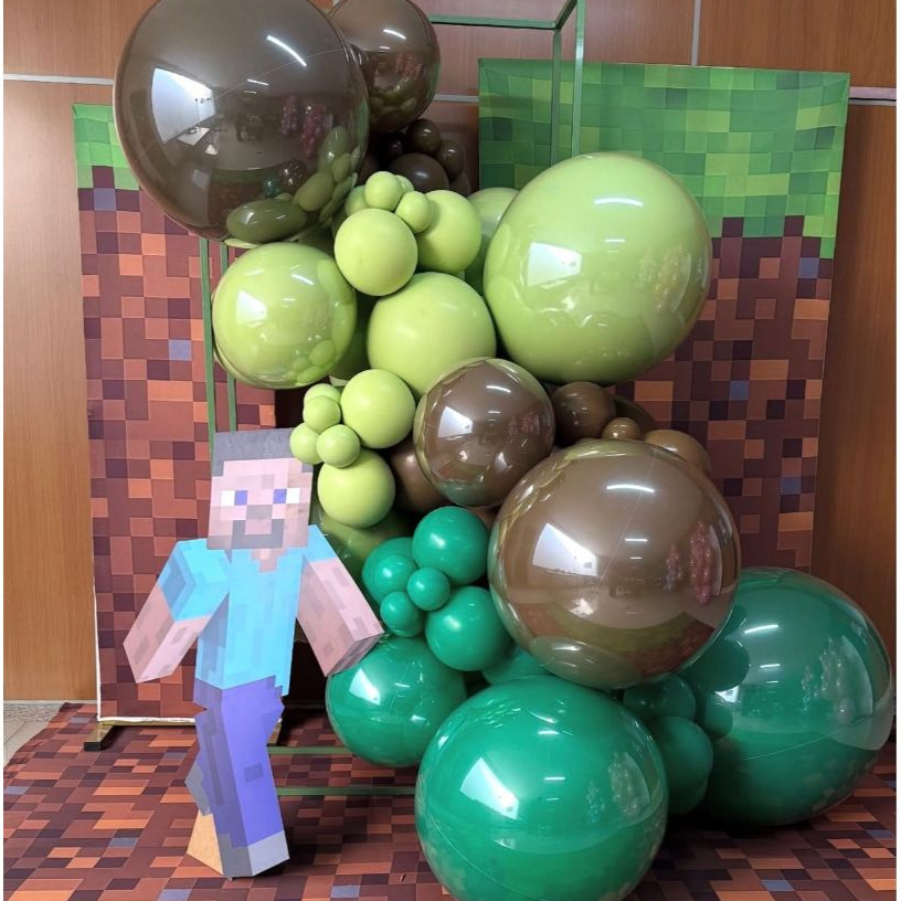 Balão de aniversário kit Minecraft 115 balões - Marrom + Verde ...