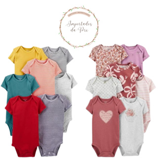 Kit 7 Bodys Manga Curta Carter's - Diversas Estampas em Oferta na Shopee