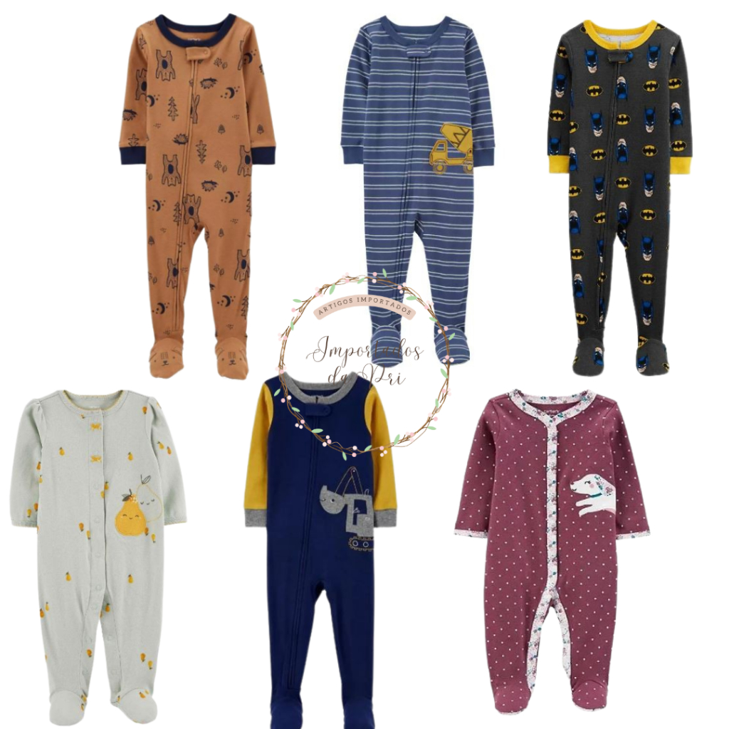 Macacão com Pezinho Carter's - Diversas Estampas em Oferta na Shopee
