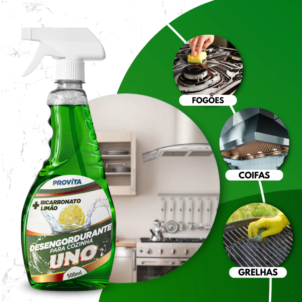 Desengordurante de Cozinha Multiuso 500ml Remove Sujeira e Gordura do ...