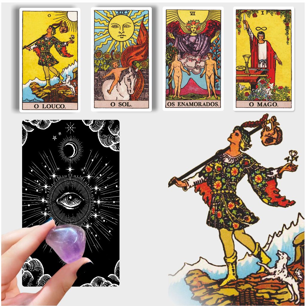 O TRADICIONAL Baralho Tarot Rider Waite para iniciantes Português 78 ...