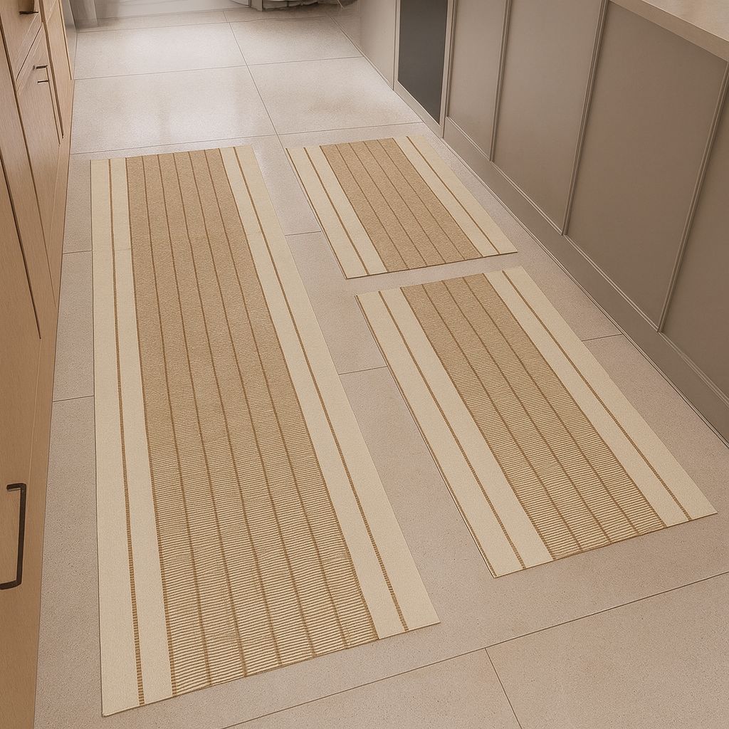 Kit tapete algodão 3 peças, Grosso e macio. 2 tapetes + 1 passadeira Pode ser lavado na máquina!