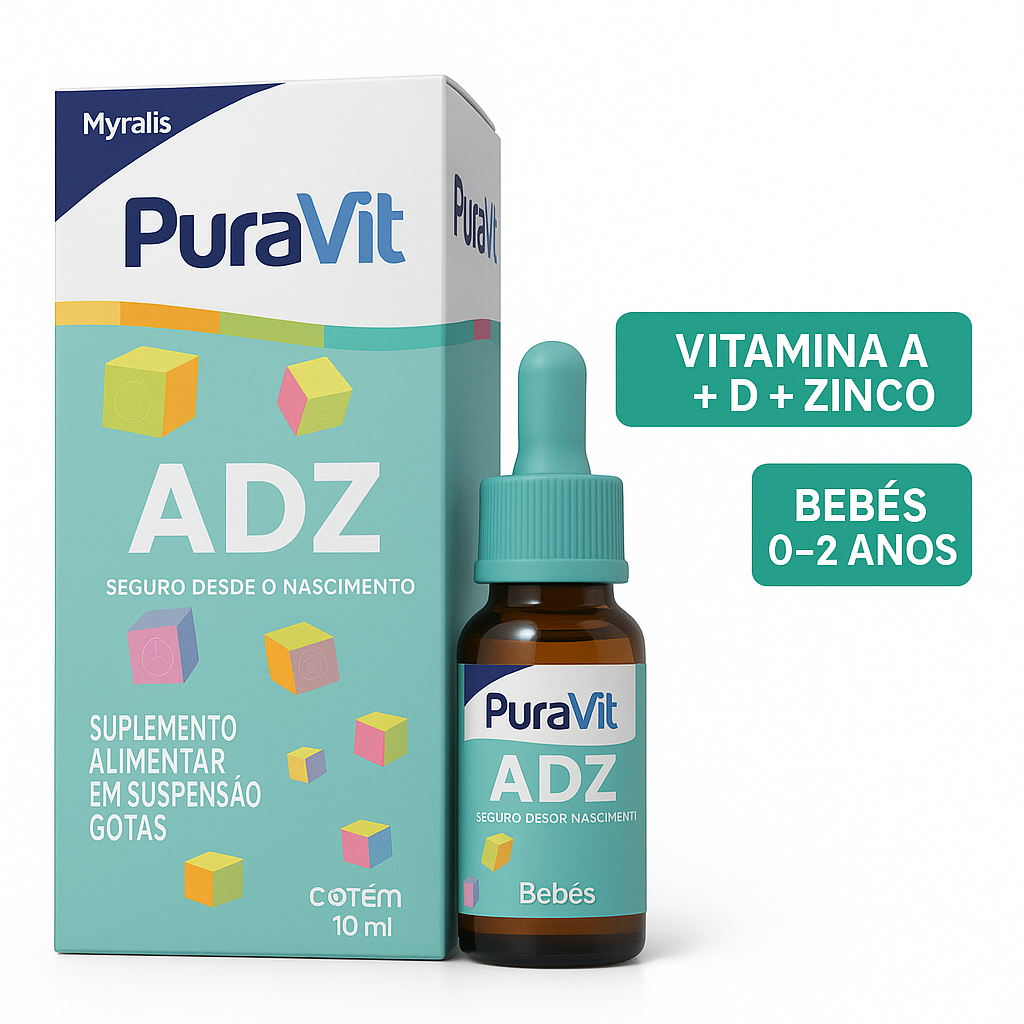 Puravit ADZ Gotas 10ml Bebê | Vitamina A + D + Zinco | Imunidade, Ossos ...