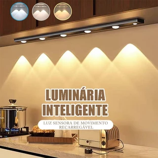 Lâmpada LED Ultra Fina (20/30/60 cm) 3 Cores Regulável para USB Recarregável para Armários Com Sensor PIR Sem Fio e Usb