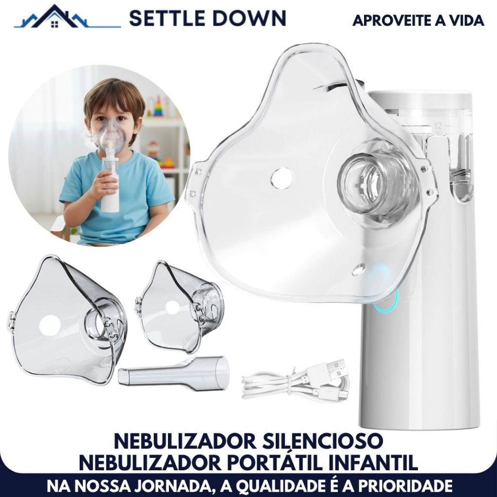 Nebulizador I antil Máquina Nebulizadora Portátil Inalador Nebulizador Adulto I antil Silencioso