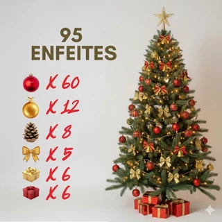 Árvore de Natal Completa Luxo 1.5M Pisca Pisca + 95 Enfeites - Oferta!!