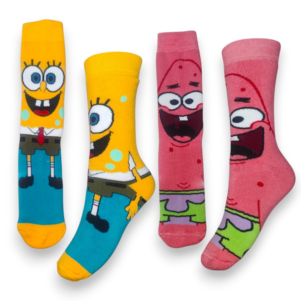 Meia divertida bob esponja e patrick meia para casal desenho cano médio ...