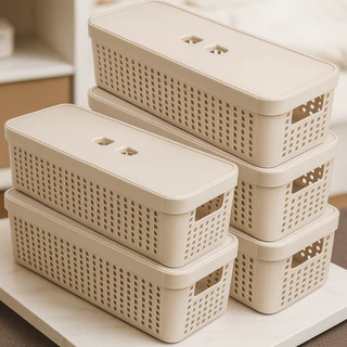 Kit 5 Caixas Organizadoras com Tampa 3,6 Litros Cesto Grande em Plástico Resistente em Oferta na Shopee