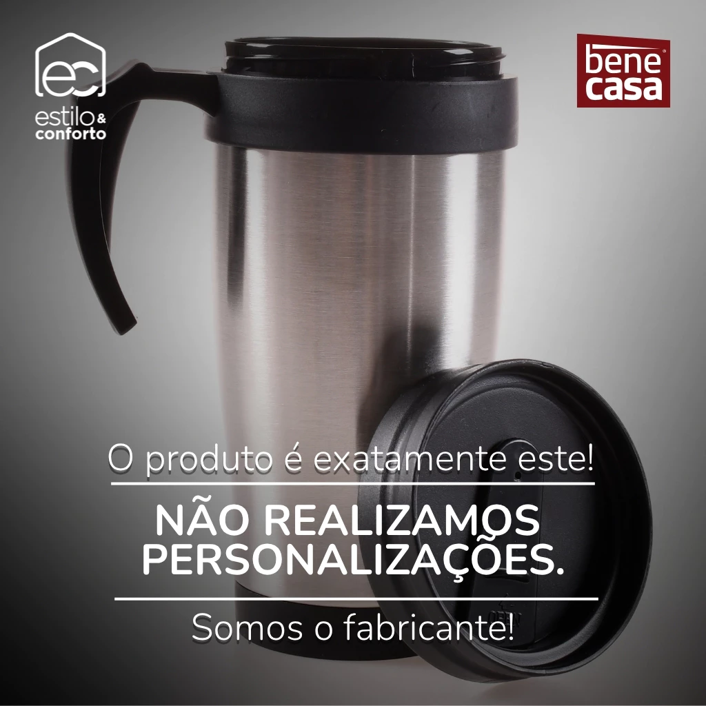 Caneca térmica Bene Casa sendo usada no escritório