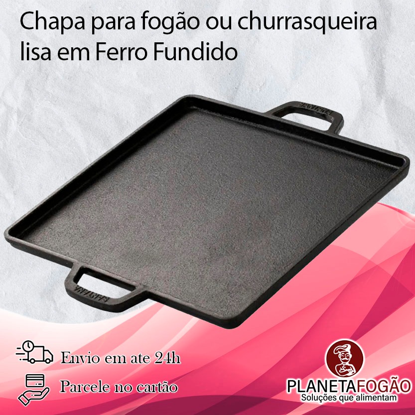 Chapa bifeiteira para fogão e churrasqueira em Ferro Fundido