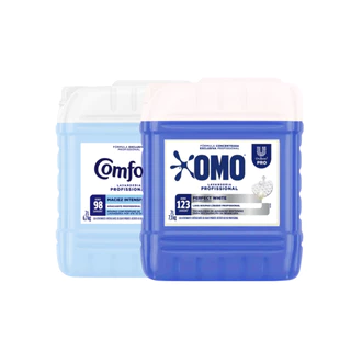 Kit Lava Roupas Líquido Perfect White Omo 7L + Amaciante Lavanderia Pro Comfort 7L em Oferta na Shopee