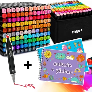 Kit Colorir LIVRO + CANETAS 120 CORES Desenhos para Ilustrar 48 Páginas em Oferta na Shopee