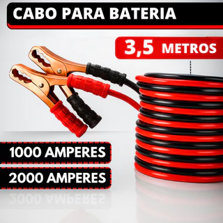 Cabo de Chupeta Para Bateria de Carro 1.000 ou 2.000 Amperes 3,5 Metros em Oferta na Shopee