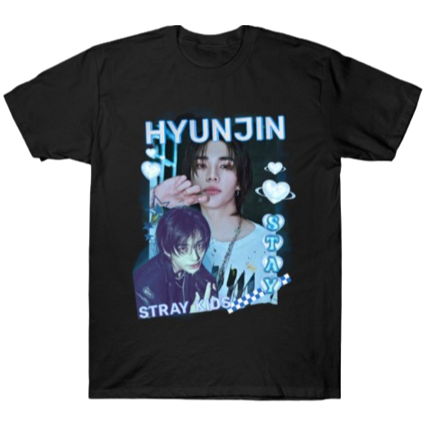 Camiseta Kpop Hyunjin Stray Kids Adulto/Infantil Lançamento