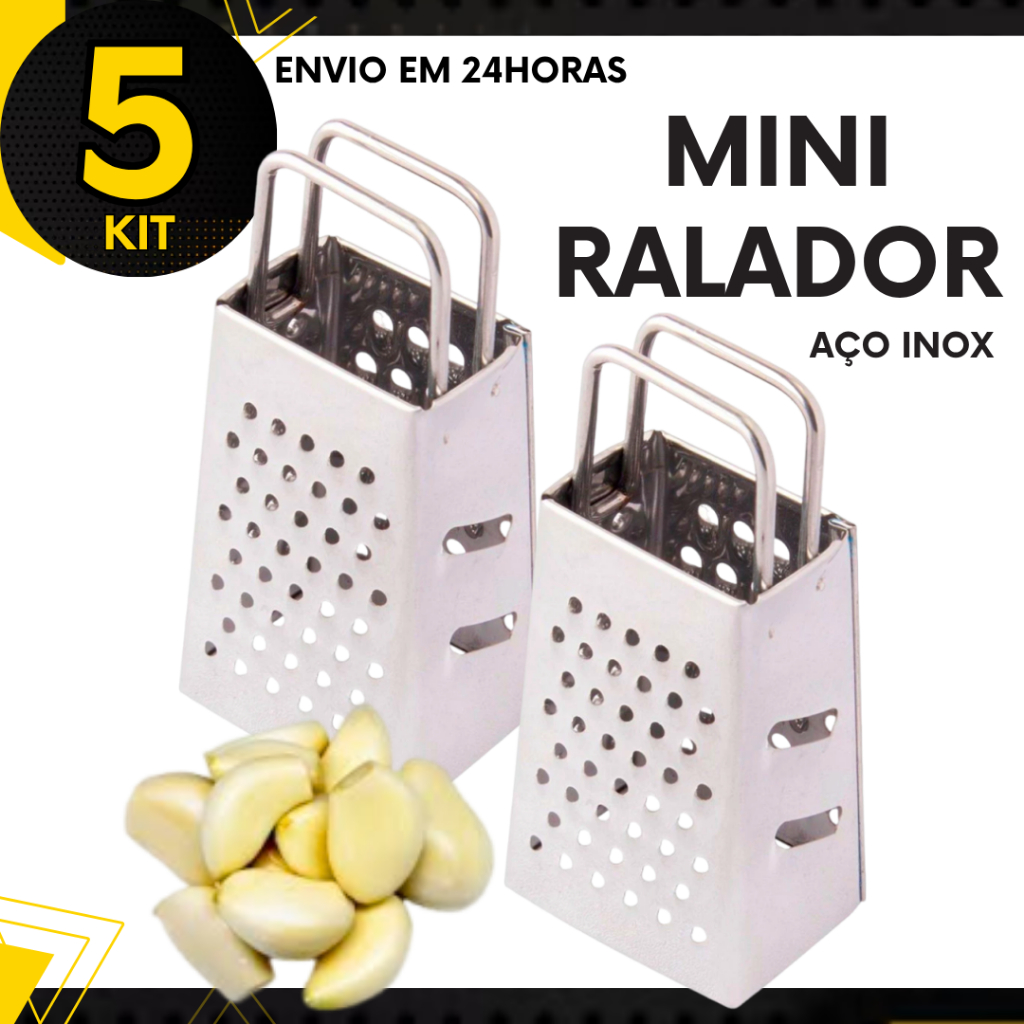 Combo 5 Mini Ralador Aço Inox 4 Faces 3,2