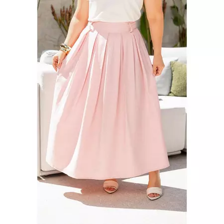 Saia Midi Feminina de Alfaiataria Amarelo Manteiga – Cintura Alta e Pregas Elegantes Moda Modesta