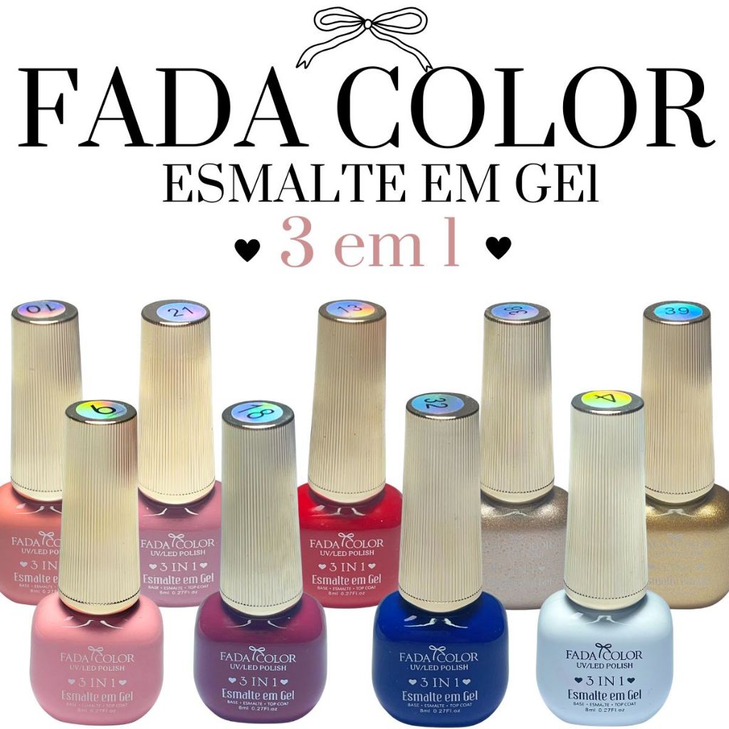 ESMALTE FADA COLOR 3 EM 1 - ALTA COBERTURA - BRILHO INTENSO 8ml ...