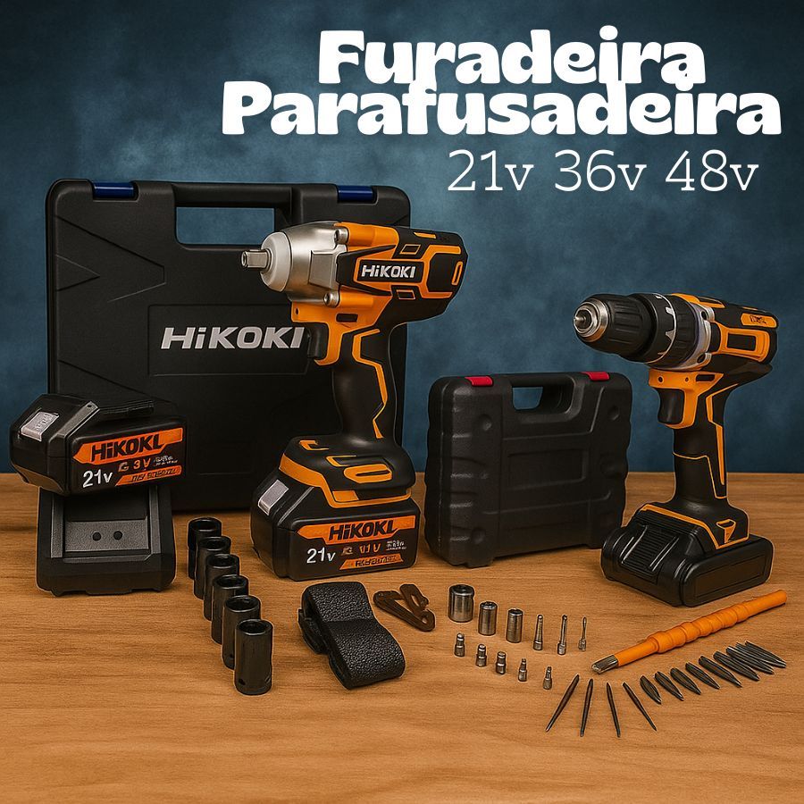 Furadeira Parafusadeira Elétrica 21v 36v 48v 2 Bateria Profissional ...