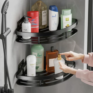 Kit Com 2 Suportes Porta Shampoo Organizador De Metal Para Banheiro Cozinha Prateleira Com Adesivos