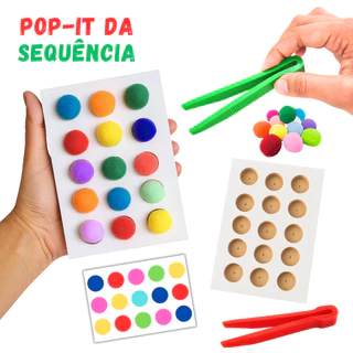 POP IT da Sequência Jogo Coordenação Motora Pinça Pompons Concentração em Oferta na Shopee