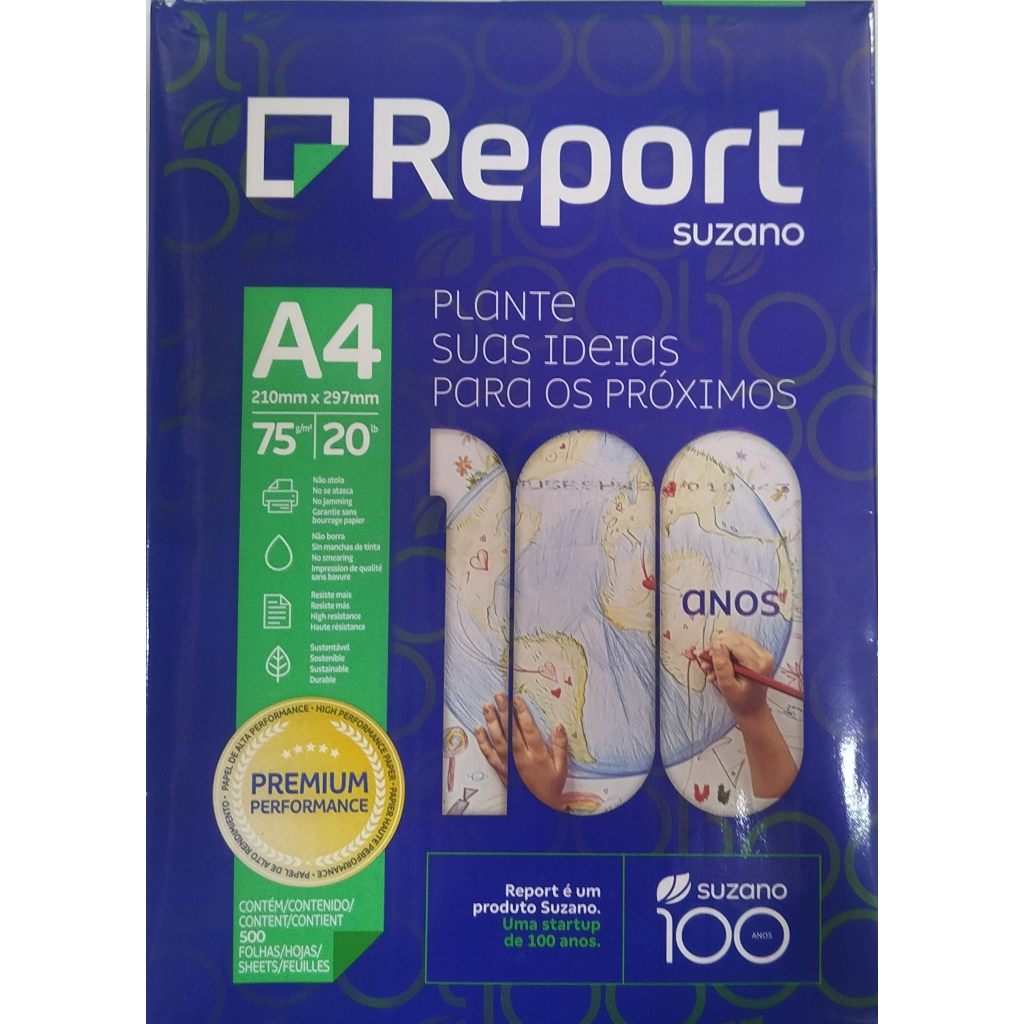 PAPEL SULFITE A4 GRAMATURA 75g/m² (210 mm x 297) PACOTE COM 500 FOLHAS ...
