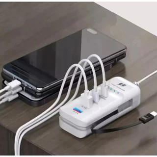 Carregador de Mesa Turbo Rápido 5.1A Possui 2 USB/2 Tipo-C E Um Carbo Tipo C 66W