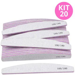 Kit 20 Lixas de Unha Bumerangue Lavável 100/180 Boomerang Alongamento Gel Fibra Lixa em Oferta na Shopee