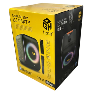 Caixa de Som DJ Party D2611 80w RMS, Portatil, Mic, Aux, Bluethooth, USB, TWS Led Alça em Oferta na Shopee