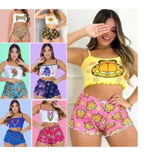 Pijaminha Baby Doll Sortido Personagens Minions Stitch Diversas Estampas