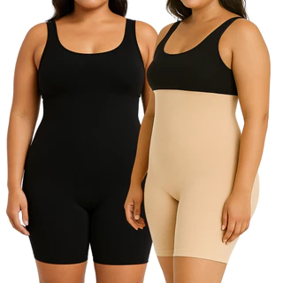 Kit 02 Short Cinta Modeladora Original Plus Siz Cós Duplo Cintura Alta Bermuda Chapa Barriga Lipo l Pós Parto Cirúrgica