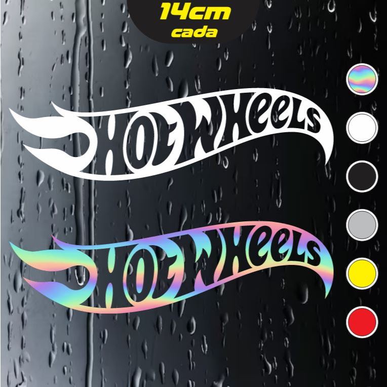 2x adesivos Hot Wheels - Vazados - Várias cores - Holográfico - 14x4cm cada