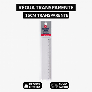 Kit 2 Régua Acrílica 15cm Acrimet Transparente Cristal - Escolar - Escritório - Papelaria