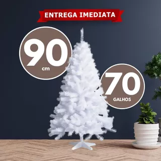 Árvore De Natal Branca 90cm e 70 Galhos Decorativa Selenita