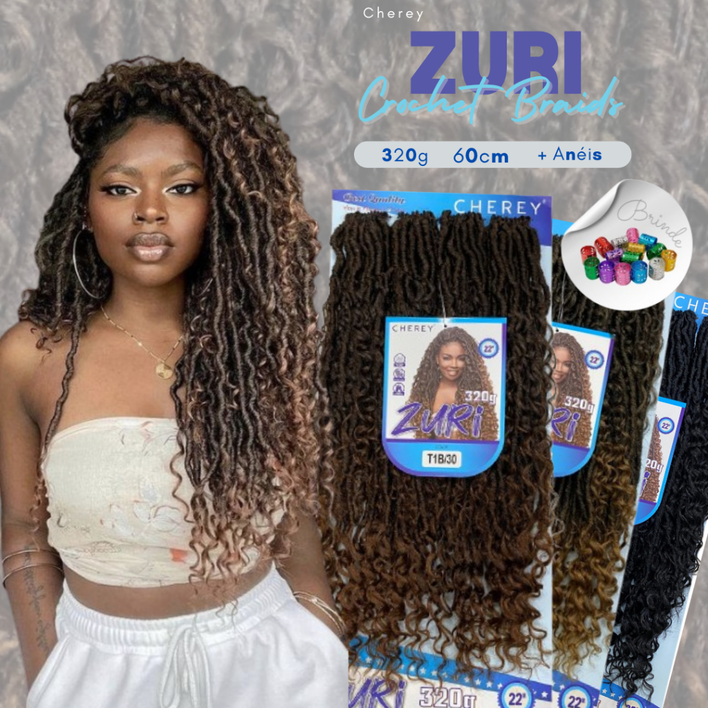 Cabelo Zuri Crochet Braid Dread Com Cachos + Anéis | 60cm | 320g