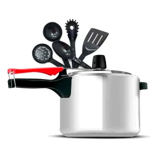 Panela Pressão 4,5 Litros Polida Rochedo Clock com Conjunto de Utensílios 5 Peças Preto em Oferta na Shopee