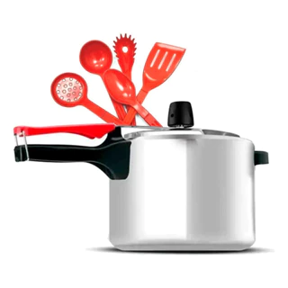 Panela Pressão 4,5 Litros Polida Rochedo Clock Conjunto de Utensílios 5 Peças em Oferta na Shopee