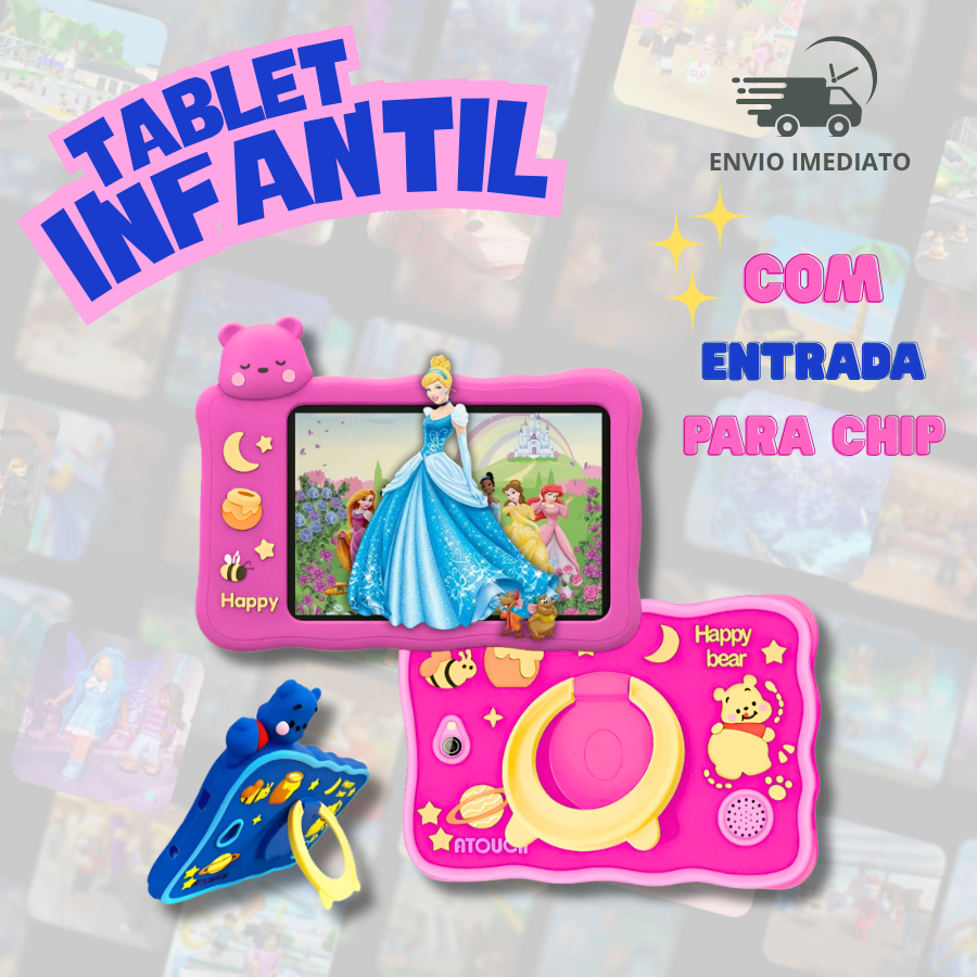 Tablet Infantil 7″ 64 GB Entrada Chip 4G/5G Controle Parental Wi-Fi ...