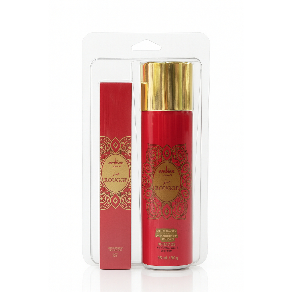 Kit Rouge Arabian Fragrances Feminino 1 PERFUME 45 ML + 1 DESODORANTE ...