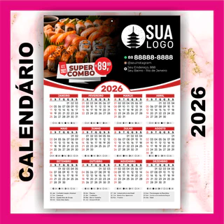 Calendário De Parede Personalizado - 20x29 cm - 50 Unidades - Calendário Comercial