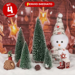 Kit 4 Mini Árvores de Natal Pinheiro Decorativo Enfeite Natalino para Mesa Escritório Empresas