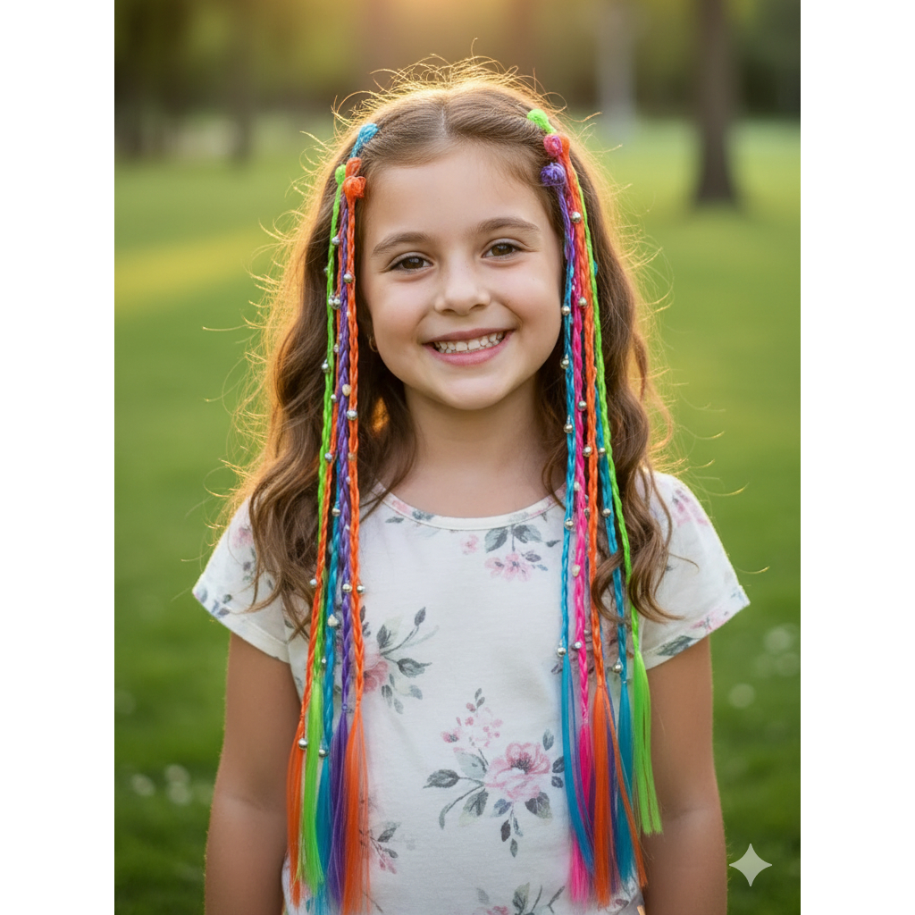 Mecha Aplique de Cabelo Coloridas Com Piranha Infantil - kit com 2 (12 ...