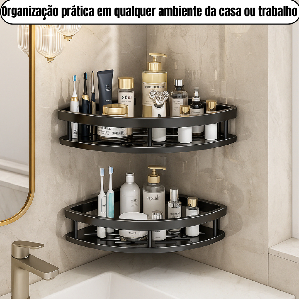 Kit 2 Prateleira de Canto Para Banheiro Multiuso Organizadora Porta ...