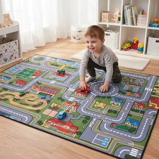 Tapete Atividades Infantil Pista Corrida Carrinho 150x100cm