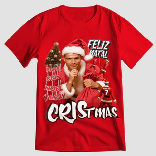Camiseta CR7 Natal Merry Cristmas Cristiano Ronaldo Jogador Camisa Premium
