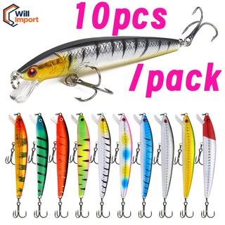 Kit 10 Iscas Artificiais Importadas 1/2 Meia Água de 10 cms e 9 gramas Pesca Tucunaré Traíra Dourado Robalo Black Bas