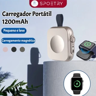 Carregador Portátil 1200mAh para Apple Watch, Mini e Sem Fio, Perfeito para Viagens