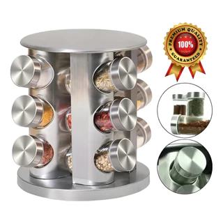 Porta Condimentos 12 Potes Giratório em Inox Wow World Of Wonders