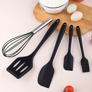 Jogo de Cozinha Silicone Kit 5 Peças de Espátula Fue Pequena Pincel Batedores de ovos Resistentes