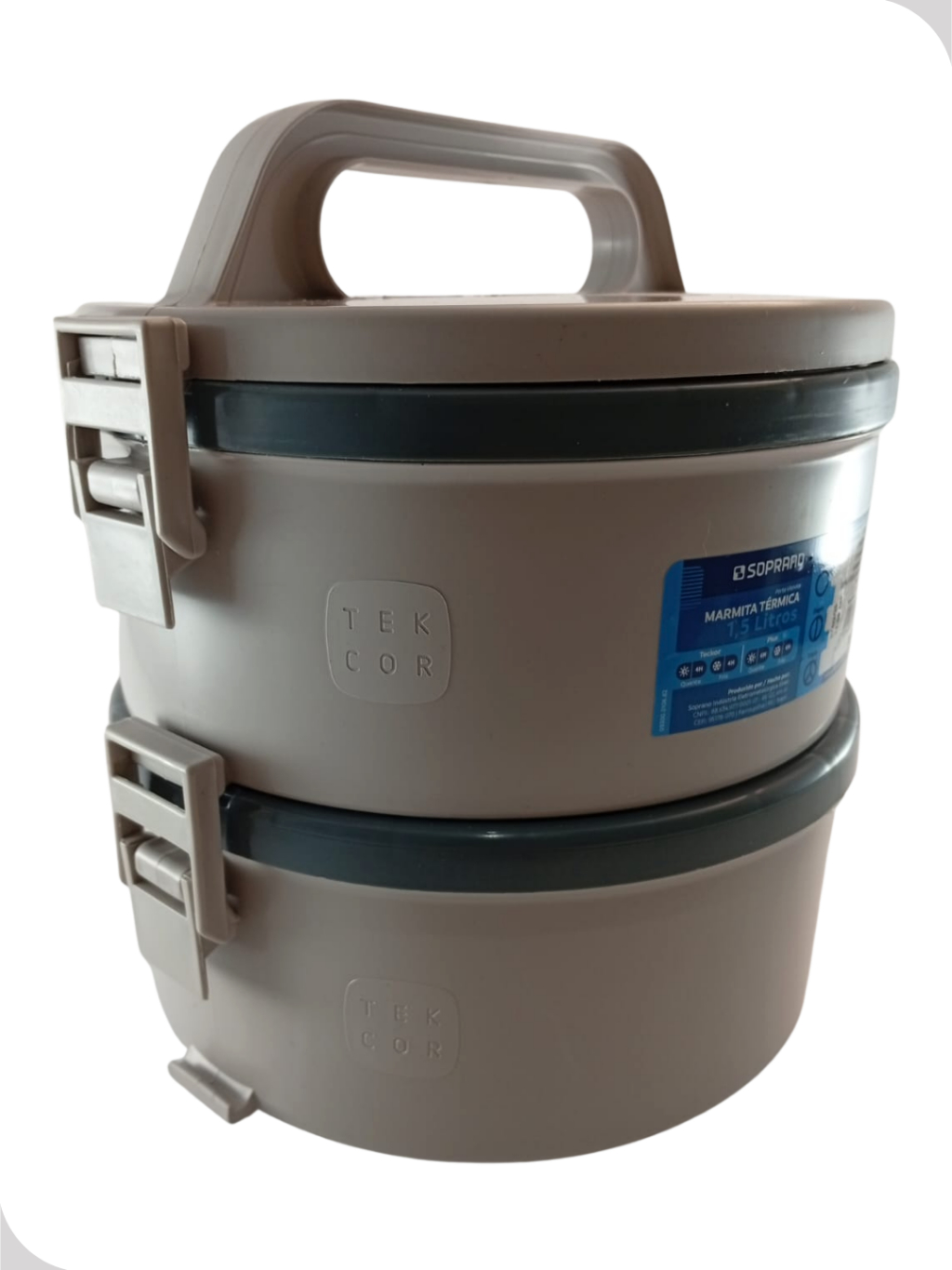 Marmita Térmica Tekcor 1,5L Kit 2 Peças Divisória Alça Trava Soprano ...